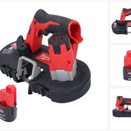 Milwaukee M12 BS-201 Akku Bandsäge 12 V 41 x 41 mm + 1x Akku 2,0 Ah - ohne Ladegerät