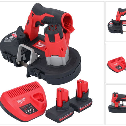 Milwaukee M12 BS-502 Akku Bandsäge 12 V 41 x 41 mm + 2x Akku 5,0 Ah + Ladegerät