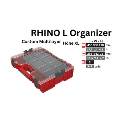 Toolbrothers RHINO L Organizer ULTRA wysokość XL Niestandardowy wielowarstwowy 9 l IP54