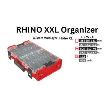 Toolbrothers RHINO XXL Organizer ULTRA Wysokość XL Niestandardowy wielowarstwowy 13,5 l IP66