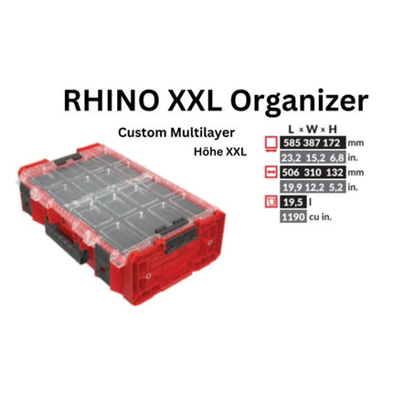 Toolbrothers RHINO XXL Organizer ULTRA Wysokość XXL Niestandardowy wielowarstwowy 13,5 l IP66