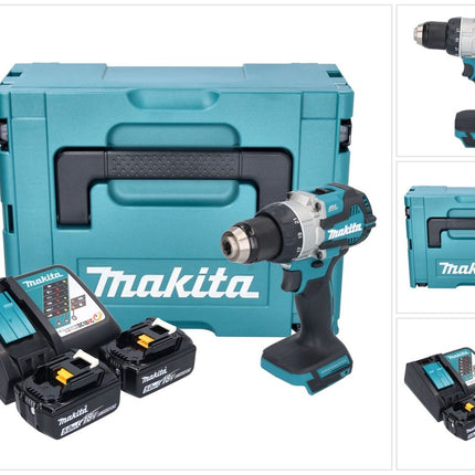 Makita DDF 489 RTJ akumulatorowa wiertarko-wkrętarka 18 V 73 Nm bezszczotkowa + 2x akumulator 5,0 Ah + ładowarka + Makpac