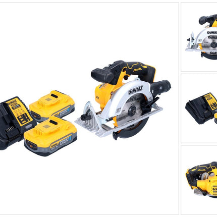 Akumulatorowa pilarka tarczowa DeWalt DCS 565 H2 18 V 165 mm bezszczotkowa + 2x akumulator Powerstack 5,0 Ah + ładowarka