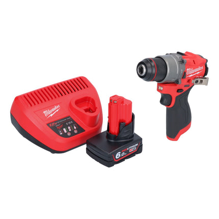Milwaukee M12 FPD2-601 akumulatorowa wiertarka udarowa 12 V 45 Nm bezszczotkowa + 1x akumulator 6,0 Ah + ładowarka
