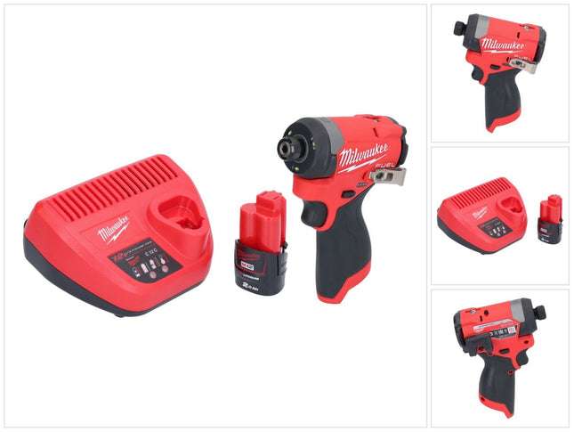 Milwaukee M12 FID2-201 akumulatorowy klucz udarowy 12 V 170 Nm 1/4" bezszczotkowy + 1x akumulator 2,0 Ah + ładowarka