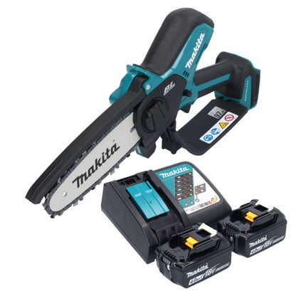 Makita DUC 150 RM2 akumulatorowa pilarka łańcuchowa 18 V 15 cm bezszczotkowa + 2x akumulator 4,0 Ah + ładowarka