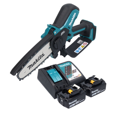Makita DUC 150 RT2 akumulatorowa pilarka łańcuchowa 18 V 15 cm bezszczotkowa + 2x akumulator 5,0 Ah + ładowarka