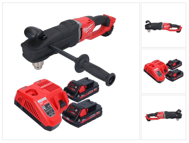 Milwaukee M18 FRAD2-302 Akumulatorowa wiertarko-wkrętarka kątowa 18 V 122 Nm bezszczotkowa + 2x akumulator 3,0 Ah + ładowarka