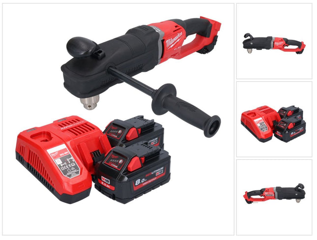 Milwaukee M18 FRAD2-802 Akumulatorowa wiertarko-wkrętarka kątowa 18 V 122 Nm bezszczotkowa + 2x akumulator 8,0 Ah + ładowarka