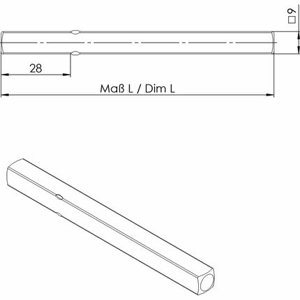 OGRO FS sworzeń klamki OGRO 114 PB FS kwadrat 9 x 123 mm ( 3000267158 )