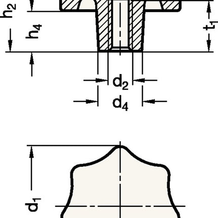 Gałka gwiazdowa GANTER DIN 6336 z tuleją gwintowaną ( 4601000862 )