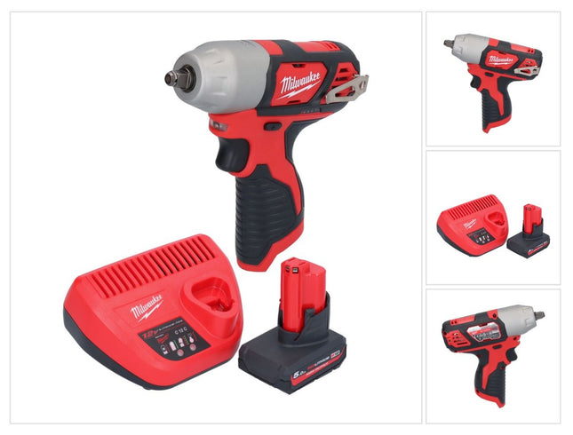 Milwaukee M12 BIW38-501 akumulatorowy klucz udarowy 12 V 135 Nm 3/8" + 1x akumulator 5,0 Ah + ładowarka