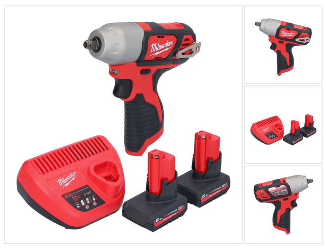 Milwaukee M12 BIW38-502 Akumulatorowy klucz udarowy 12 V 135 Nm 3/8" + 2x akumulator 5,0 Ah + ładowarka