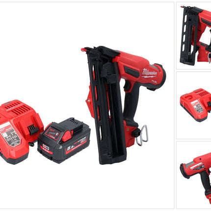 Milwaukee M18 FN16GA-551 Gwoździarka akumulatorowa 18 V 32 - 64 mm bezszczotkowa + 1x akumulator 5,5 Ah + ładowarka