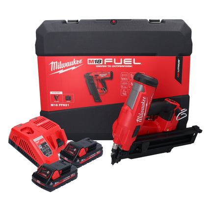 Milwaukee M18 FFN21-302C gwoździarka akumulatorowa 18 V 50 - 90 mm bezszczotkowa + 2x akumulator 3,0 Ah + ładowarka + walizka