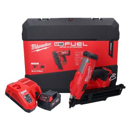 Milwaukee M18 FFN21-501C Gwoździarka akumulatorowa 18 V 50 - 90 mm bezszczotkowa + 1x akumulator 5,0 Ah + ładowarka + walizka