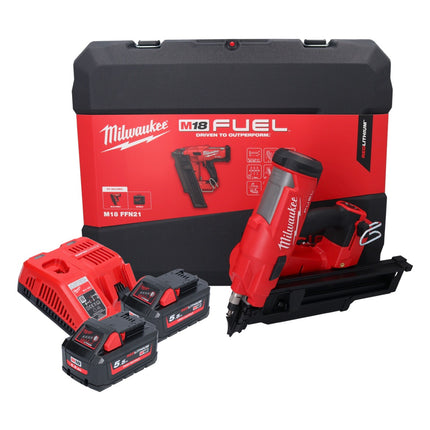 Milwaukee M18 FFN21-552C Gwoździarka akumulatorowa 18 V 50 - 90 mm bezszczotkowa + 2x akumulator 5,5 Ah + ładowarka + walizka