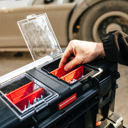 Toolbrothers RHINO Wąska walizka narzędziowa ECO Comfort+ Compact Edition 14 l IP54 z wyjmowanymi przegrodami