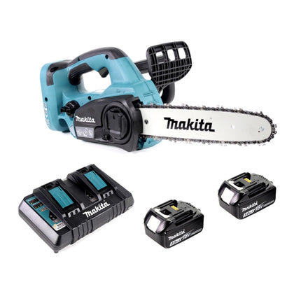 Makita DUC 302 PF2 Akku Kettensäge 36V ( 2x18V ) 30 cm + 2x 3,0 Ah Akku + Doppelladegerät - Toolbrothers
